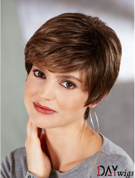 Boycuts Straight Brown Capless Perfect Short Wigs