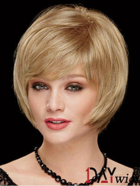 Chin Length Bobs 8 inch Straight Blonde Medium Wigs