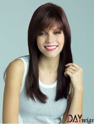Wigs UK Cheap With Bangs Auburn Color Straight Style