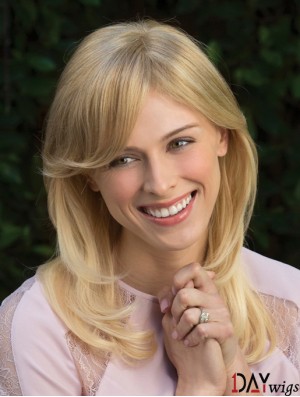 Style Blonde Wavy With Bangs Capless Long Wigs