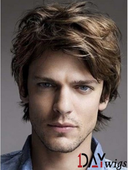 Brown Lace Front Wavy Short Layered Mens Hairstyles