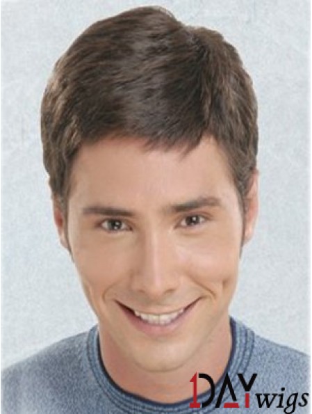Brown Short Straight Synthetic Lace Front Best Mens Wigs