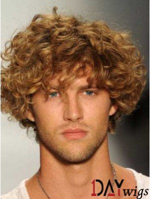 Blonde 8inch Curly Layered Capless  Mens Wigs