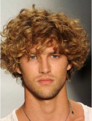 Blonde 8inch Curly Layered Capless  Mens Wigs