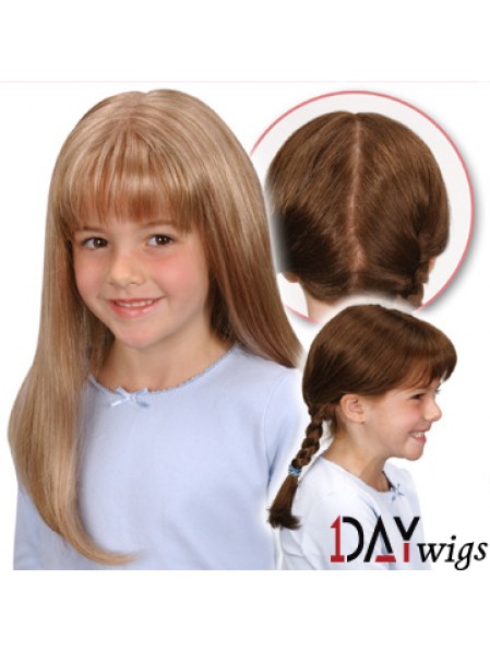 Monofilament Synthetic Long Blonde Straight Wigs For Kids UK