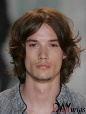Auburn Lace Front Straight Chin Length Real Hair Men's Wigs