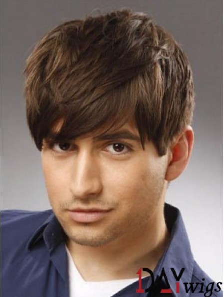 Capless Remy Real Short Straight With Bangs High Quality Long Mens Wigs