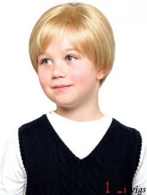 Straight Short Blonde Synthetic Lace Front Kids Wigs