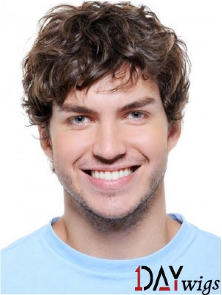 Wavy Synthetic Auburn Lace Front Short Hair Wigs For Men