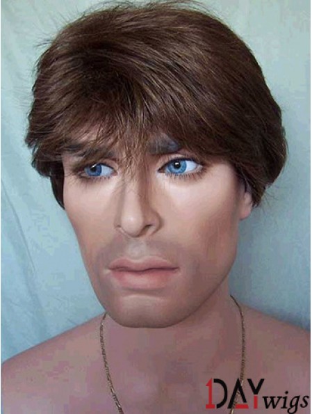 Capless Straight Brown Shory Nice Wig For Man