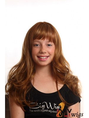 Wavy Long Auburn Synthetic Capless Kids Wigs