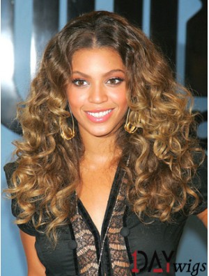 Lace Front Long Curly Brown Remy Real  Style Wig