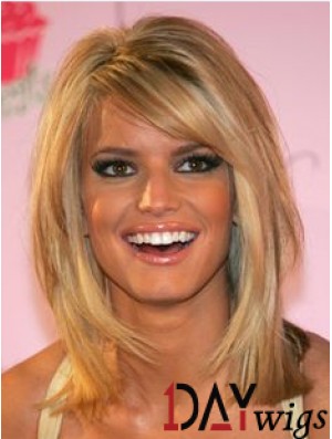 12 inch Stylish Blonde Shoulder Length Straight Bobs Jessica Simpson Wigs