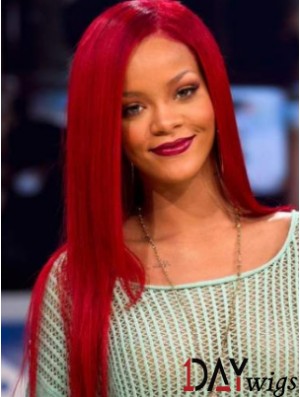 Red  Wig With Remy Real Lace Front Long Length