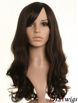 Beautiful Brown Long Wavy 21 inch With Bangs Celebrity Wigs