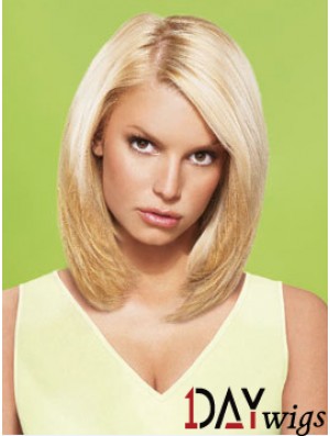 12 inch No-Fuss Blonde Short Straight Layered Jessica Simpson Wigs