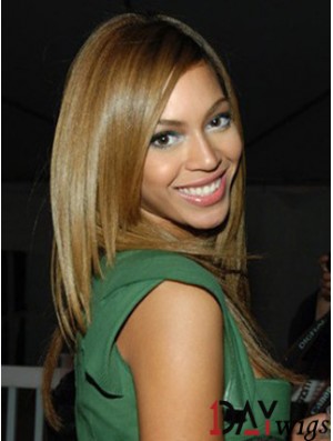 Brown Long Straight Without Bangs Lace Front 18 inch  Wigs