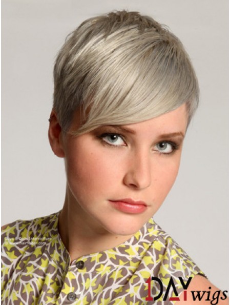 Grey Lace Front Straight Short Convenient 8 inch  Real Hair Wigs