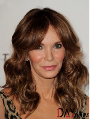 Long Wavy Layered Lace Front Brown Sleek 16 inch  Wigs