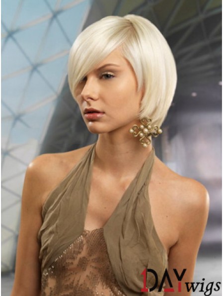 Monofilament Bobs Short Straight 10 inch Platinum Blonde Cheapest Fashion Wigs