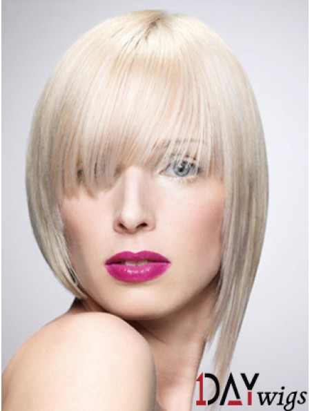 Monofilament Bobs Short Straight 10 inch Platinum Blonde New Fashion Wigs