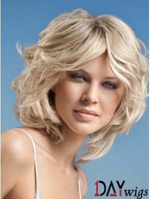 Full Lace Layered Chin Length Wavy 12 inch Platinum Blonde Cheap Fashion Wigs