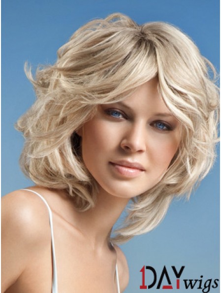 Full Lace Layered Chin Length Wavy 12 inch Platinum Blonde Cheap Fashion Wigs