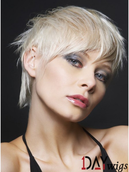 Lace Front Boycuts Short Straight 8 inch Platinum Blonde Ideal Fashion Wigs