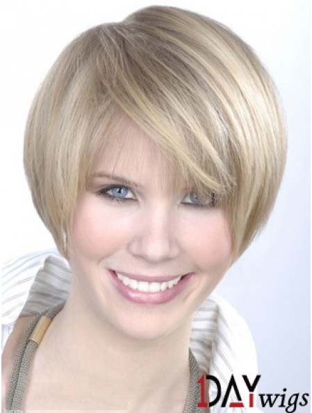 Monofilament Grey Short Straight 8 inch Platinum Blonde Gorgeous Fashion Wigs