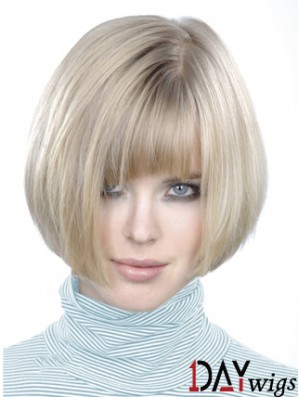 Monofilament Bobs Short Straight 10 inch Platinum Blonde Style Fashion Wigs