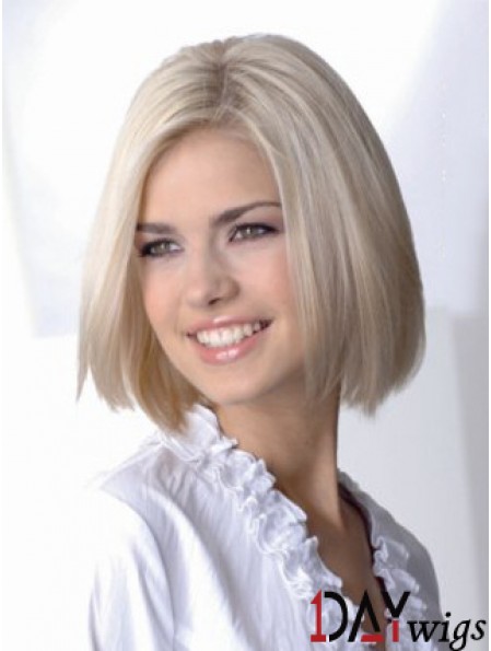 Full Lace Bobs Chin Length Straight 12 inch Platinum Blonde Sassy Fashion Wigs