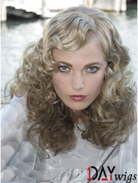 Lace Front Grey Shoulder Length Curly 16 inch Durable Fashion Wigs