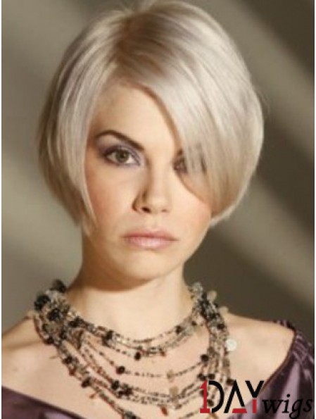 Capless Grey Short Straight 8 inch Platinum Blonde Amazing Fashion Wigs