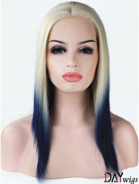 16 inch Ombre/2 Tone Long Without Bangs Straight Fashionable Lace Wigs