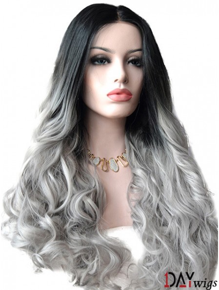 22 inch Ombre/2 Tone Long Without Bangs Wavy Durable Lace Wigs