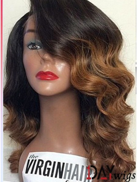 Ombre/2 Lale Front Wavy With Bangs Black Woman Looking For 100% Real Hair