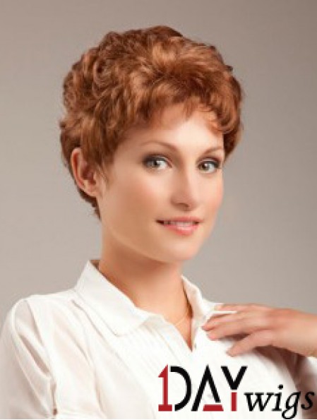 Wavy Auburn Sleek Cropped Classic Wigs