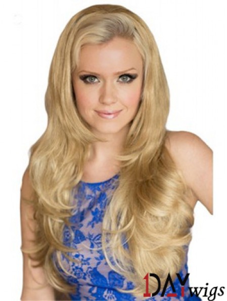 Long Wavy Blonde Exquisite Synthetic Half Wigs