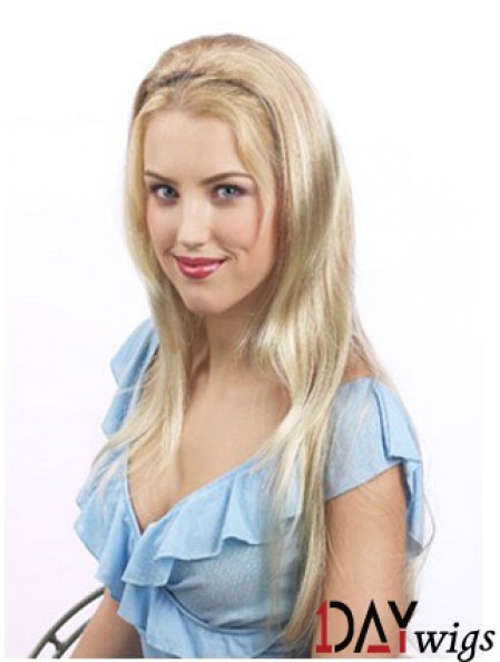 Suitable Blonde Synthetic Straight Hair Falls