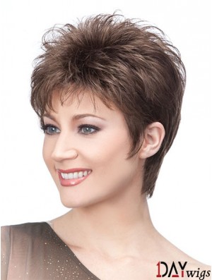 Brown Cropped Straight Boycuts Capless Wig Sales Online