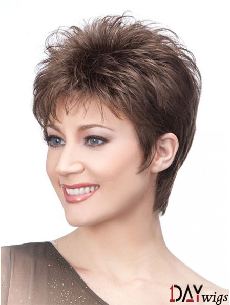 Brown Cropped Straight Boycuts Capless Wig Sales Online