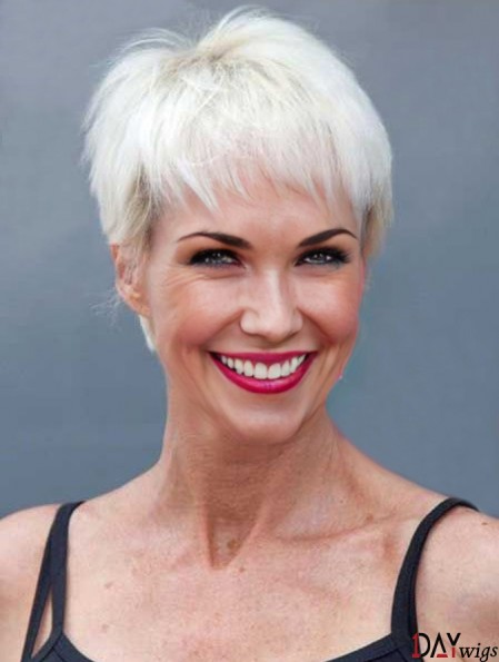 Buy Wigs With Remy Capless Straight Style Short Length Grey Cut