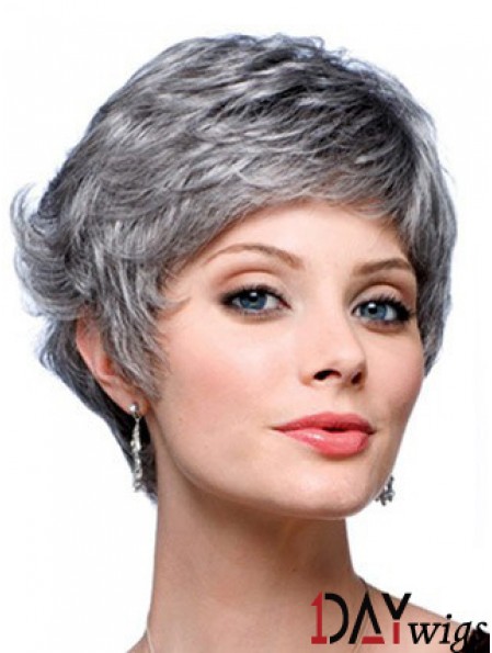 Wavy Capless 8 inch Designed Short Grey Wigs