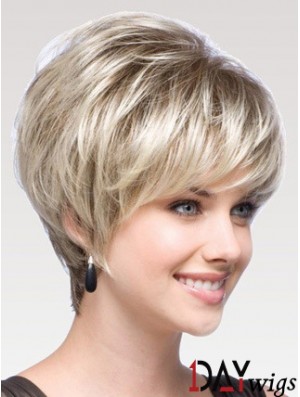 Capless Straight Layered Short 8 inch Modern Real Hair Wigs