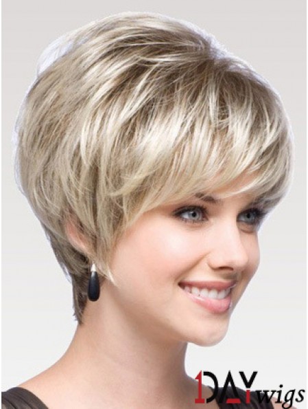 Capless Straight Layered Short 8 inch Modern Real Hair Wigs
