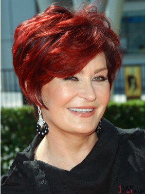 Wigs UK Real Hair With Capless Wavy Style Red Color