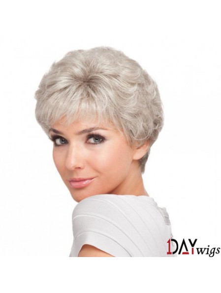 Short Hair Style For Older Ladies With Synthetic Capless Grey Cut