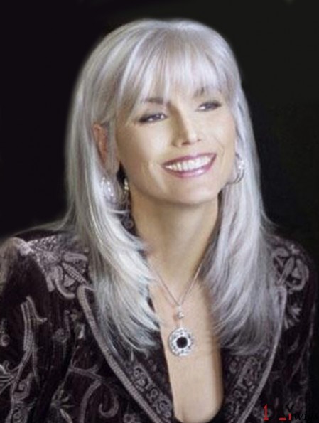 Incredible Long Straight 16 inch Synthetic Grey Wigs