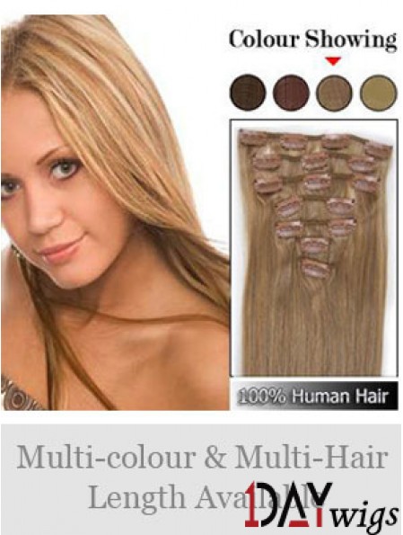 Soft Blonde Straight Remy Real Hair Clip In Hair Extensions