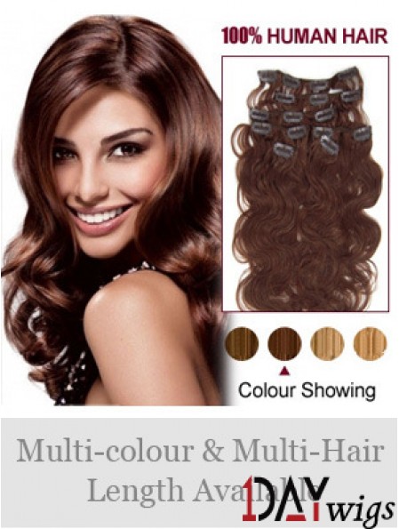 Online Auburn Wavy Remy Real Hair Clip In Hair Extensions
